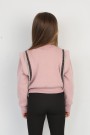 Üç İplik Şardonlu Pamuk Kumaş Pudra Crop Sweat