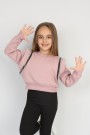 Üç İplik Şardonlu Pamuk Kumaş Pudra Crop Sweat