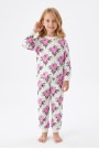 Kız Çocuk Baskılı  %100 Pamuk Süprem Kumaş Reaktif Boyama Uzun Kollu Pijama Takımı