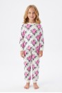 Kız Çocuk Baskılı  %100 Pamuk Süprem Kumaş Reaktif Boyama Uzun Kollu Pijama Takımı