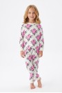 Kız Çocuk Baskılı  %100 Pamuk Süprem Kumaş Reaktif Boyama Uzun Kollu Pijama Takımı