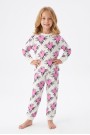 Kız Çocuk Baskılı  %100 Pamuk Süprem Kumaş Reaktif Boyama Uzun Kollu Pijama Takımı