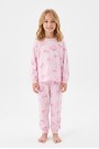 Kız Çocuk Baskılı  %100 Pamuk Süprem Kumaş Reaktif Boyama Uzun Kollu Pijama Takımı 