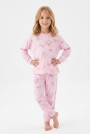 Kız Çocuk Baskılı  %100 Pamuk Süprem Kumaş Reaktif Boyama Uzun Kollu Pijama Takımı 