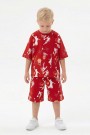 Erkek Çocuk Basketbolcu ve Pota Desenli Kısa Kollu Şortlu Yazlık Takım