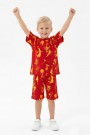 Erkek Çocuk Basketbolcu ve Pota Desenli Kısa Kollu Şortlu Yazlık Takım