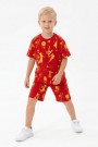 Erkek Çocuk Basketbolcu ve Pota Desenli Kısa Kollu Şortlu Yazlık Takım