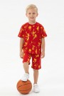 Erkek Çocuk Basketbolcu ve Pota Desenli Kısa Kollu Şortlu Yazlık Takım