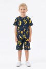 Erkek Çocuk Basketbolcu ve Pota Desenli Kısa Kollu Şortlu Yazlık Takım