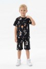 Erkek Çocuk Basketbolcu ve Pota Desenli Kısa Kollu Şortlu Yazlık Takım