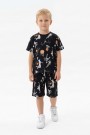 Erkek Çocuk Basketbolcu ve Pota Desenli Kısa Kollu Şortlu Yazlık Takım