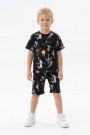 Erkek Çocuk Basketbolcu ve Pota Desenli Kısa Kollu Şortlu Yazlık Takım