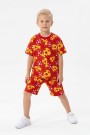 Erkek Çocuk Taraftar Futbol Topu Desenli Kısa Kollu Şortlu Takım