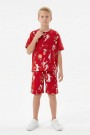 Garson Erkek Çocuk Basketbolcu ve Pota Desenli Kısa Kollu Şortlu Yazlık Takım