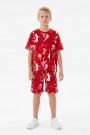 Garson Erkek Çocuk Basketbolcu ve Pota Desenli Kısa Kollu Şortlu Yazlık Takım