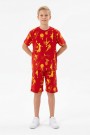 Garson Erkek Çocuk Basketbolcu ve Pota Desenli Kısa Kollu Şortlu Yazlık Takım