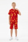 Garson Erkek Çocuk Basketbolcu ve Pota Desenli Kısa Kollu Şortlu Yazlık Takım