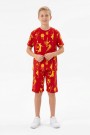 Garson Erkek Çocuk Basketbolcu ve Pota Desenli Kısa Kollu Şortlu Yazlık Takım