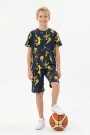 Garson Erkek Çocuk Basketbolcu ve Pota Desenli Kısa Kollu Şortlu Yazlık Takım