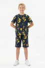 Garson Erkek Çocuk Basketbolcu ve Pota Desenli Kısa Kollu Şortlu Yazlık Takım