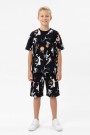 Garson Erkek Çocuk Basketbolcu ve Pota Desenli Kısa Kollu Şortlu Yazlık Takım