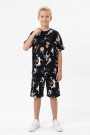 Garson Erkek Çocuk Basketbolcu ve Pota Desenli Kısa Kollu Şortlu Yazlık Takım