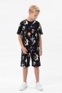 Garson Erkek Çocuk Basketbolcu ve Pota Desenli Kısa Kollu Şortlu Yazlık Takım
