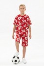 Garson Erkek Çocuk Taraftar Futbol Topu Desenli Kısa Kollu Şortlu Takım