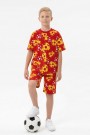 Garson Erkek Çocuk Taraftar Futbol Topu Desenli Kısa Kollu Şortlu Takım