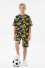 Garson Erkek Çocuk Taraftar Futbol Topu Desenli Kısa Kollu Şortlu Takım
