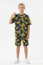 Garson Erkek Çocuk Taraftar Futbol Topu Desenli Kısa Kollu Şortlu Takım