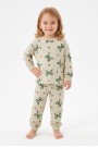 Kız Bebek Baskılı  %100 Pamuk Süprem Kumaş Reaktif Boyama Uzun Kollu Pijama Takımı 