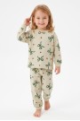 Kız Bebek Baskılı  %100 Pamuk Süprem Kumaş Reaktif Boyama Uzun Kollu Pijama Takımı 