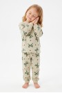 Kız Bebek Baskılı  %100 Pamuk Süprem Kumaş Reaktif Boyama Uzun Kollu Pijama Takımı 