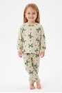 Kız Bebek Baskılı  %100 Pamuk Süprem Kumaş Reaktif Boyama Uzun Kollu Pijama Takımı 