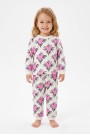 Kız Bebek Baskılı  %100 Pamuk Süprem Kumaş Reaktif Boyama Uzun Kollu Pijama Takımı 