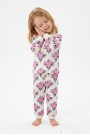 Kız Bebek Baskılı  %100 Pamuk Süprem Kumaş Reaktif Boyama Uzun Kollu Pijama Takımı 