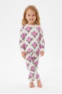 Kız Bebek Baskılı  %100 Pamuk Süprem Kumaş Reaktif Boyama Uzun Kollu Pijama Takımı 