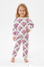 Kız Bebek Baskılı  %100 Pamuk Süprem Kumaş Reaktif Boyama Uzun Kollu Pijama Takımı 