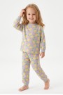 Kız Bebek Baskılı  %100 Pamuk Süprem Kumaş Reaktif Boyama Uzun Kollu Pijama Takımı 