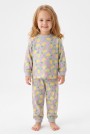 Kız Bebek Baskılı  %100 Pamuk Süprem Kumaş Reaktif Boyama Uzun Kollu Pijama Takımı 