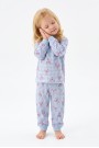Kız Bebek Baskılı  %100 Pamuk Süprem Kumaş Reaktif Boyama Uzun Kollu Pijama Takımı 