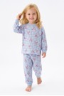 Kız Bebek Baskılı  %100 Pamuk Süprem Kumaş Reaktif Boyama Uzun Kollu Pijama Takımı 
