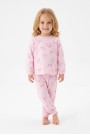 Kız Bebek Baskılı  %100 Pamuk Süprem Kumaş Reaktif Boyama Uzun Kollu Pijama Takımı 