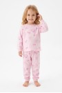 Kız Bebek Baskılı  %100 Pamuk Süprem Kumaş Reaktif Boyama Uzun Kollu Pijama Takımı 
