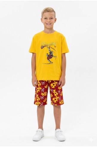 Garson Erkek Çocuk Futbolcu Baskılı Kısa Kollu Süprem Kumaş Şortlu Takım