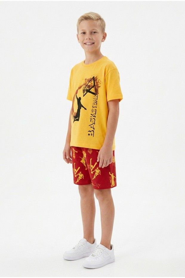 Garson Erkek Çocuk Basketbol Baskılı Kısa Kollu Süprem Kumaş Şortlu Takım