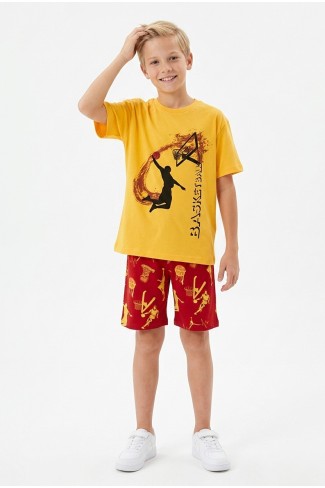 Garson Erkek Çocuk Basketbol Baskılı Kısa Kollu Süprem Kumaş Şortlu Takım