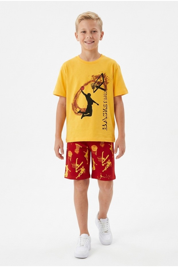 Garson Erkek Çocuk Basketbol Baskılı Kısa Kollu Süprem Kumaş Şortlu Takım