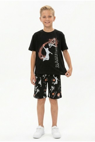 Garson Erkek Çocuk Basketbol Baskılı Kısa Kollu Süprem Kumaş Şortlu Takım 